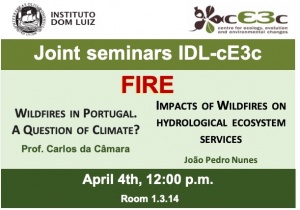 Joint Seminars IDL-cE3c: 4 abril, 12h, sob o tema "FOGO"