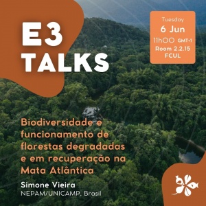 E3 Talk | Biodiversidade e funcionamento de florestas degradadas e em recuperação na Mata Atlântica